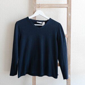 Liz Claiborne Sport Size Medium Navy Blue VNeck Long Sleeve Top?